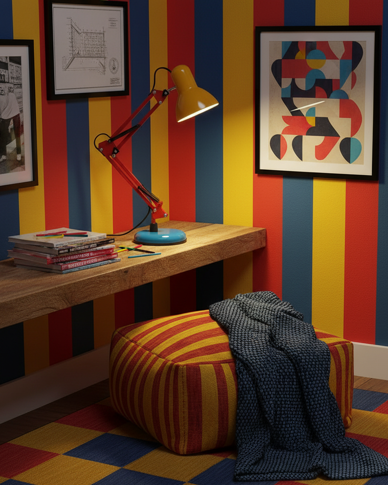 Solène Memphis Verstellbare Tischleuchte mit Color-Block-Design