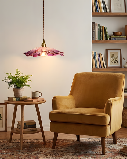 Élodie Flower Pendant Lamp, Glass Shade with Plug-In Design