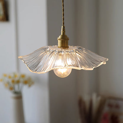 Élodie Flower Pendant Lamp, Glass Shade with Plug-In Design