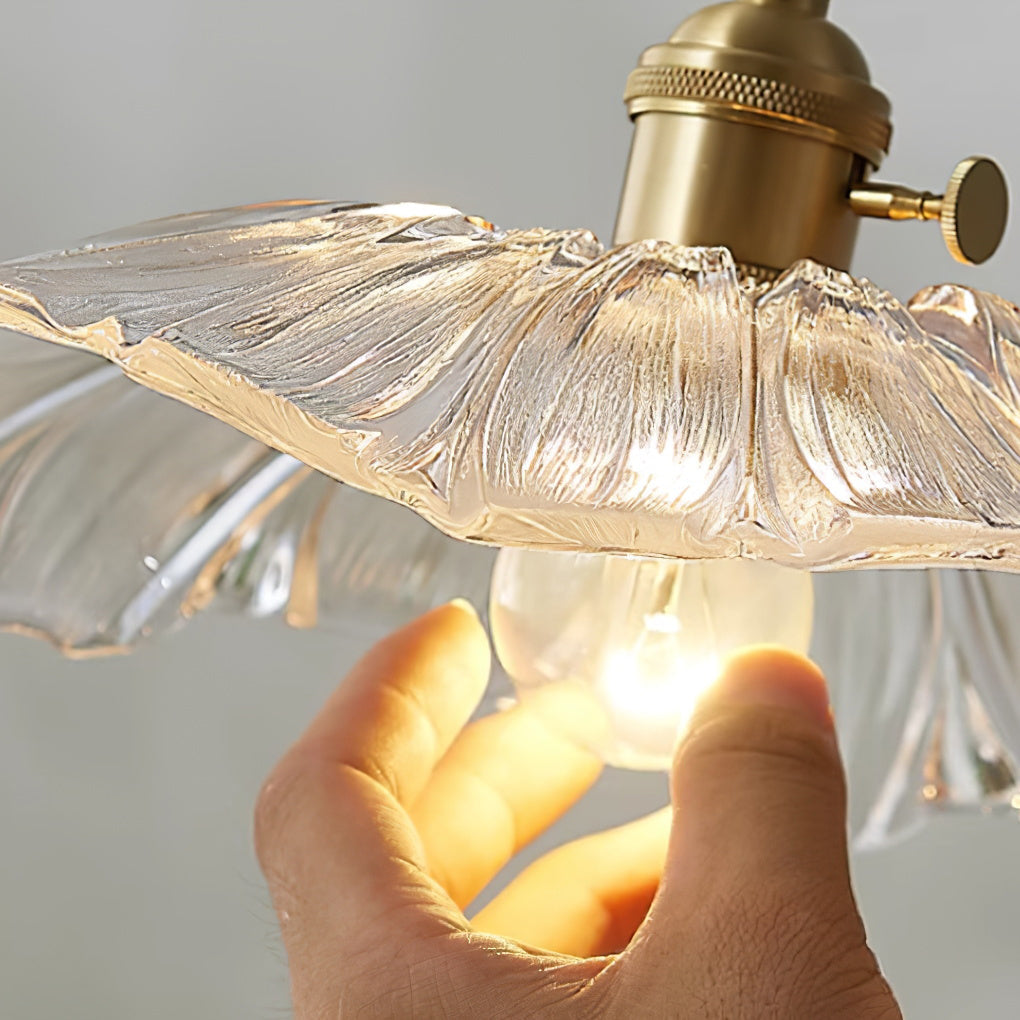 Élodie Flower Pendant Lamp, Glass Shade with Plug-In Design
