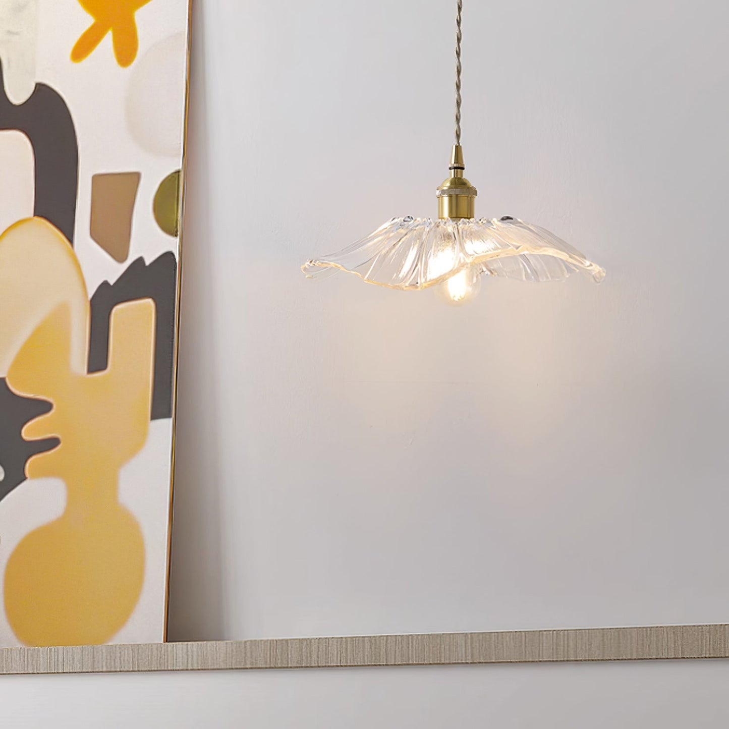 Élodie Flower Pendant Lamp, Glass Shade with Plug-In Design