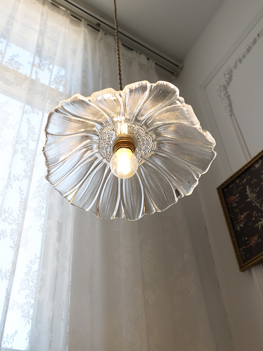 Élodie Flower Pendant Lamp, Glass Shade with Plug-In Design