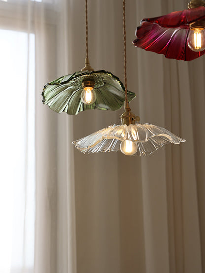 Élodie Flower Pendant Lamp, Glass Shade with Plug-In Design