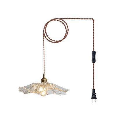 Élodie Flower Pendant Lamp, Glass Shade with Plug-In Design