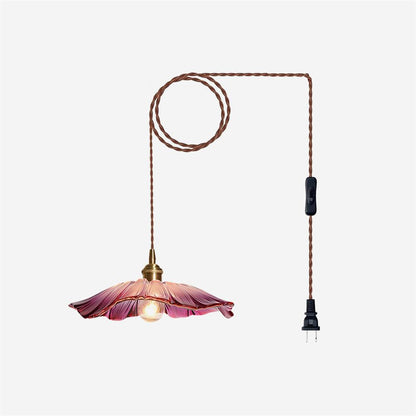 Élodie Flower Pendant Lamp, Glass Shade with Plug-In Design