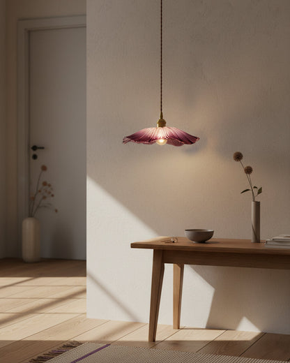 Élodie Flower Pendant Lamp, Glass Shade with Plug-In Design