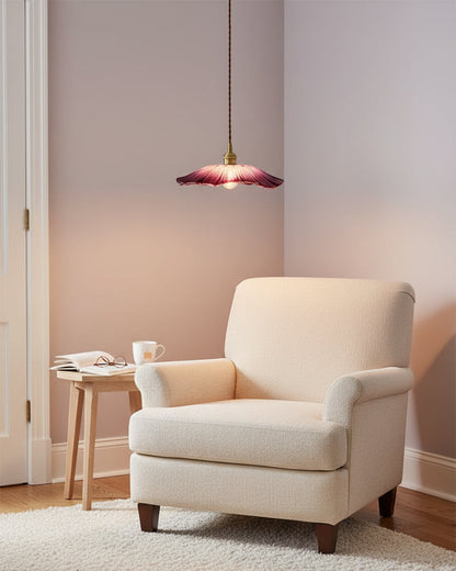 Élodie Flower Pendant Lamp, Glass Shade with Plug-In Design