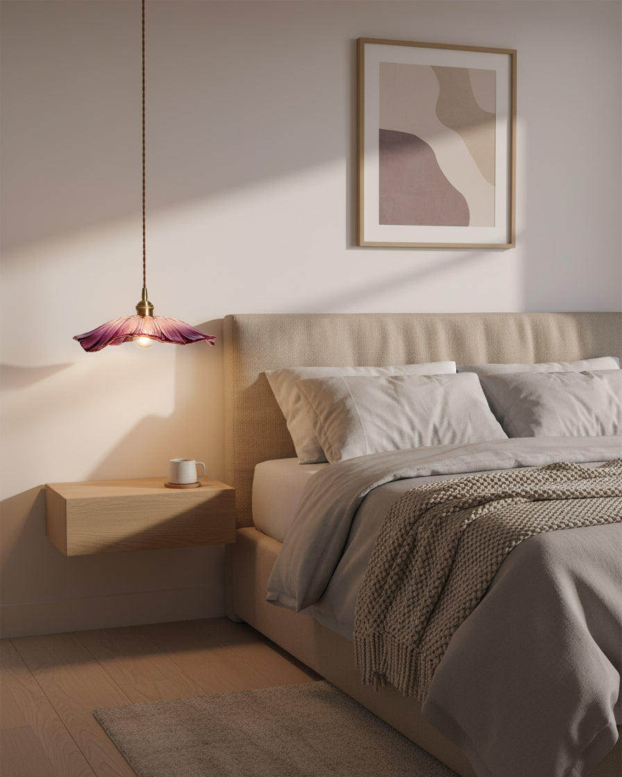 Élodie Flower Pendant Lamp, Glass Shade with Plug-In Design
