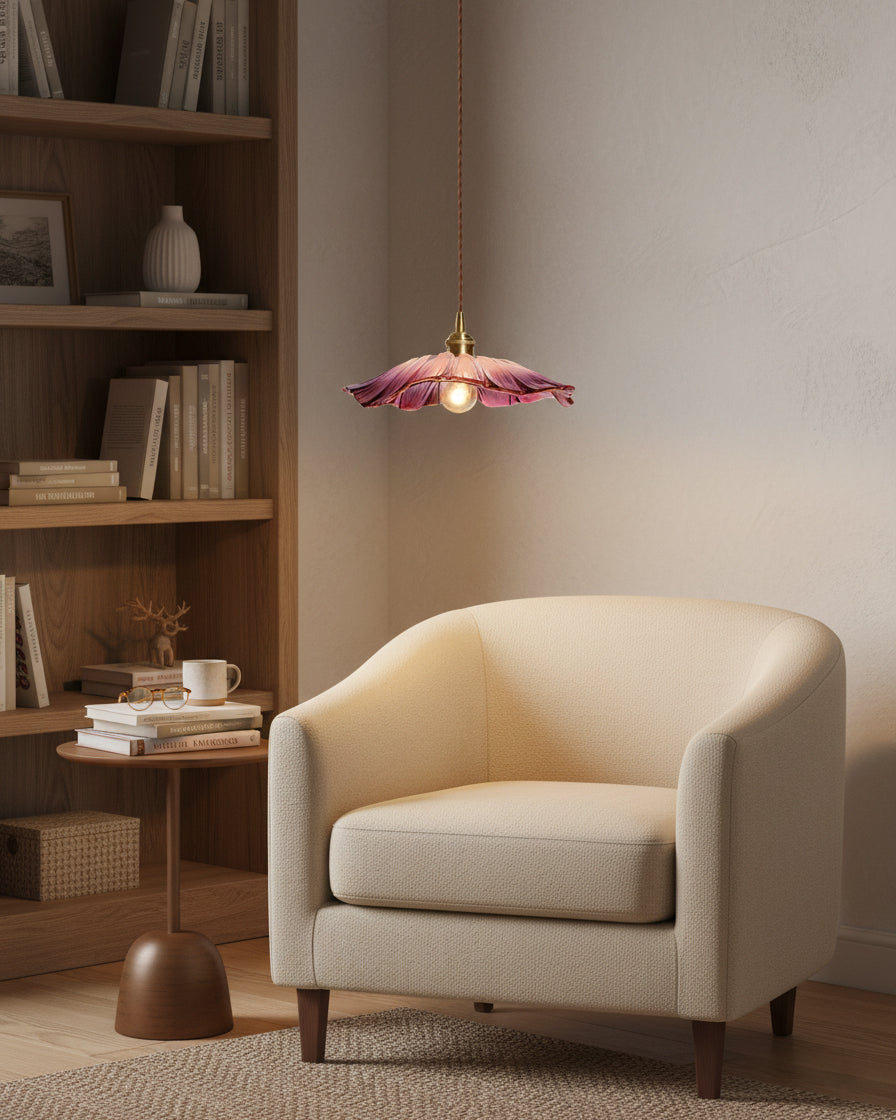 Élodie Flower Pendant Lamp, Glass Shade with Plug-In Design