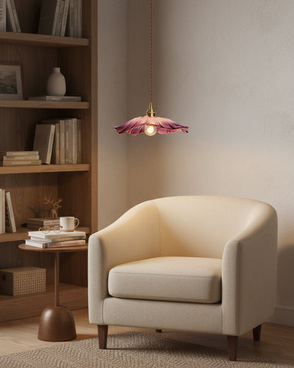 Élodie Flower Pendant Lamp, Glass Shade with Plug-In Design