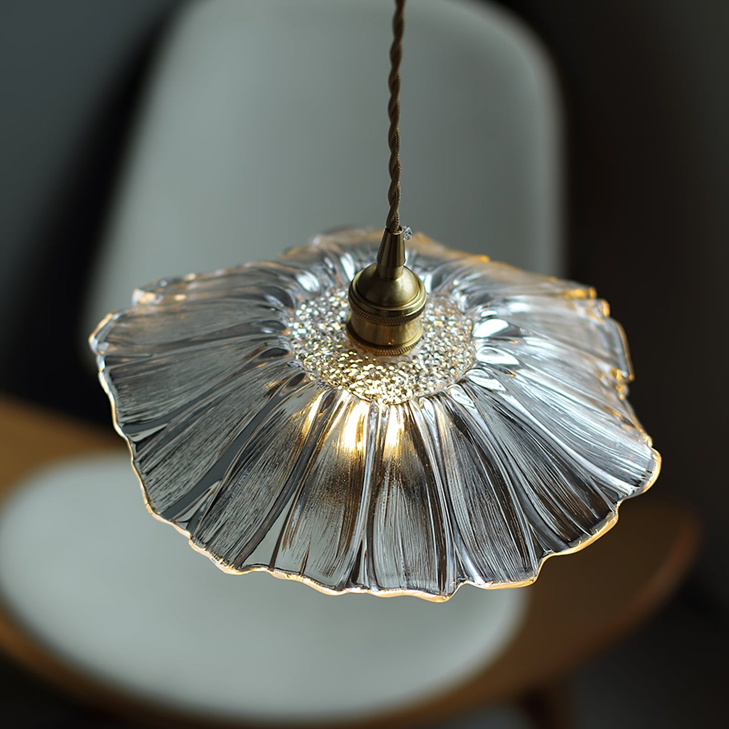 Élodie Flower Pendant Lamp, Glass Shade with Plug-In Design