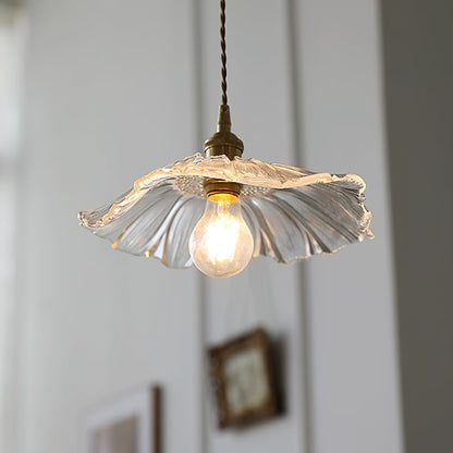 Élodie Flower Pendant Lamp, Glass Shade with Plug-In Design