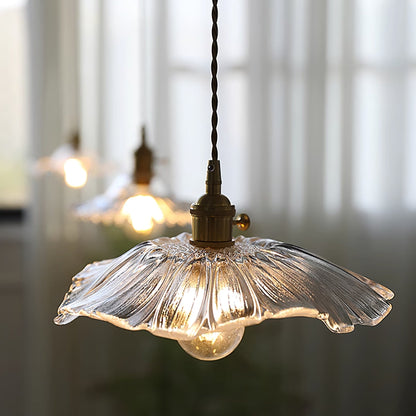 Élodie Flower Pendant Lamp, Glass Shade with Plug-In Design