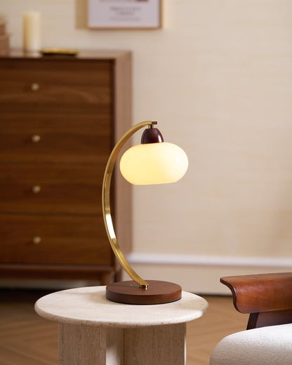 Lucienne Vintage Glass Table Lamp with Wooden Base
