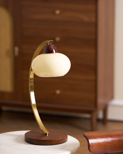 Lucienne Vintage Glass Table Lamp with Wooden Base