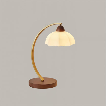 Lucienne Vintage Glass Table Lamp with Wooden Base