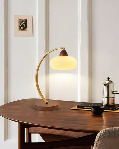 Lucienne Vintage Glass Table Lamp with Wooden Base