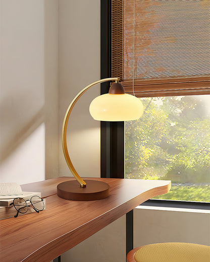 Lucienne Vintage Glass Table Lamp with Wooden Base