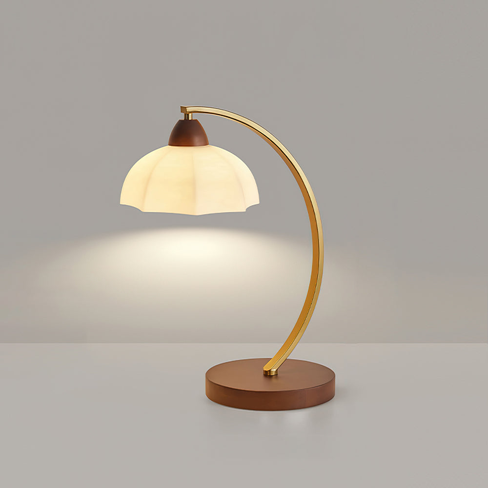 Lucienne Vintage Glass Table Lamp with Wooden Base