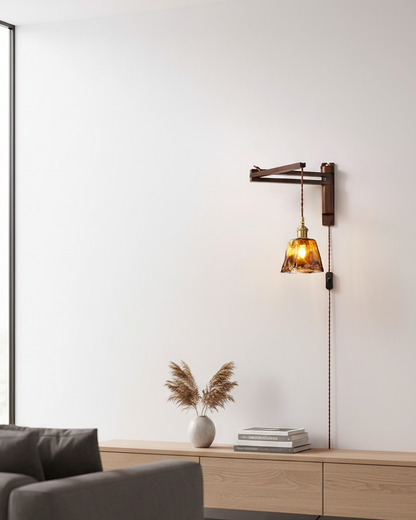 Madeleine Vintage Plug-In Wall Lamp with Adjustable Arm and Frosted Glass