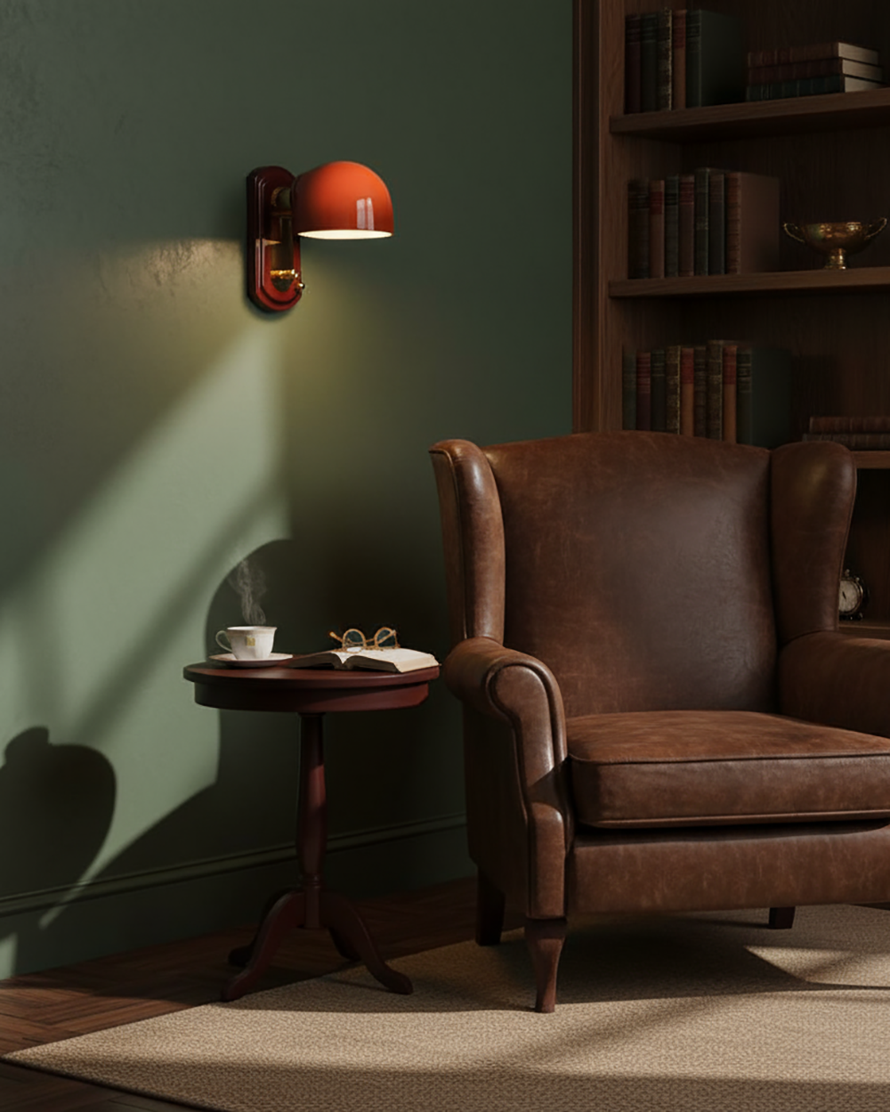 Wandleuchte Mathilde Lolita mit Kuppelschirm in Gold und Rot