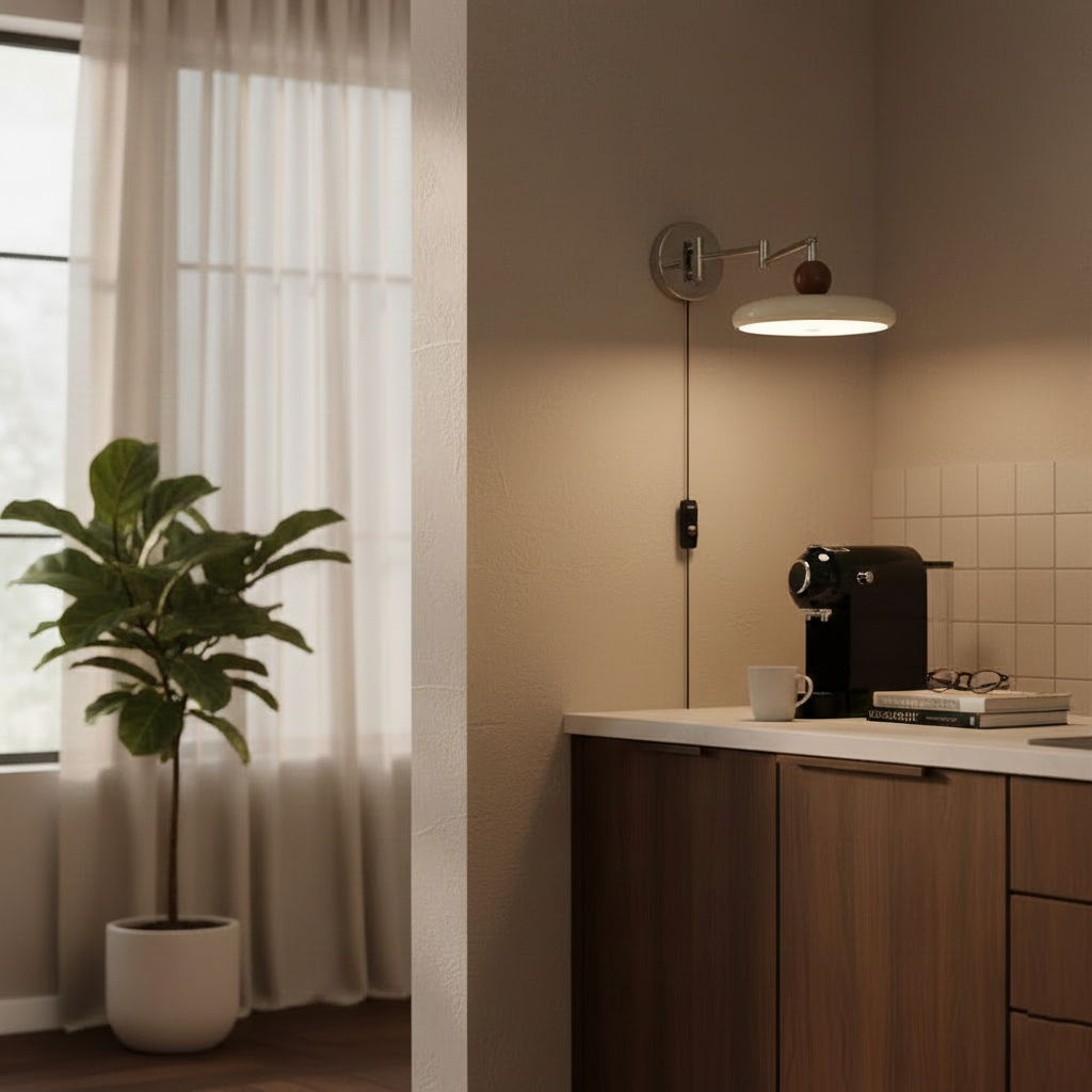 Élise Loa Plug-in Wandlampe Moderne Metall- und Acryl-LED-Beleuchtung
