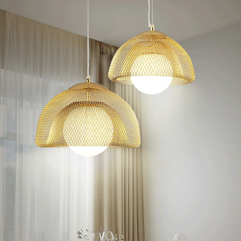 Élise Cocoon Netz Metall LED Hängeleuchte Gold Chrom Modern Luxuriös