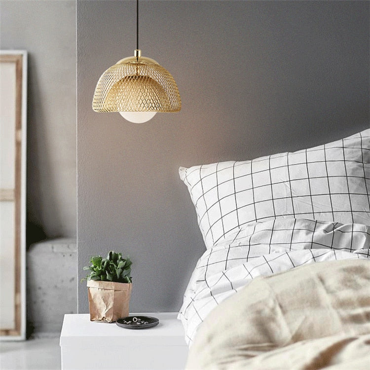 Élise Cocoon Netz Metall LED Hängeleuchte Gold Chrom Modern Luxuriös