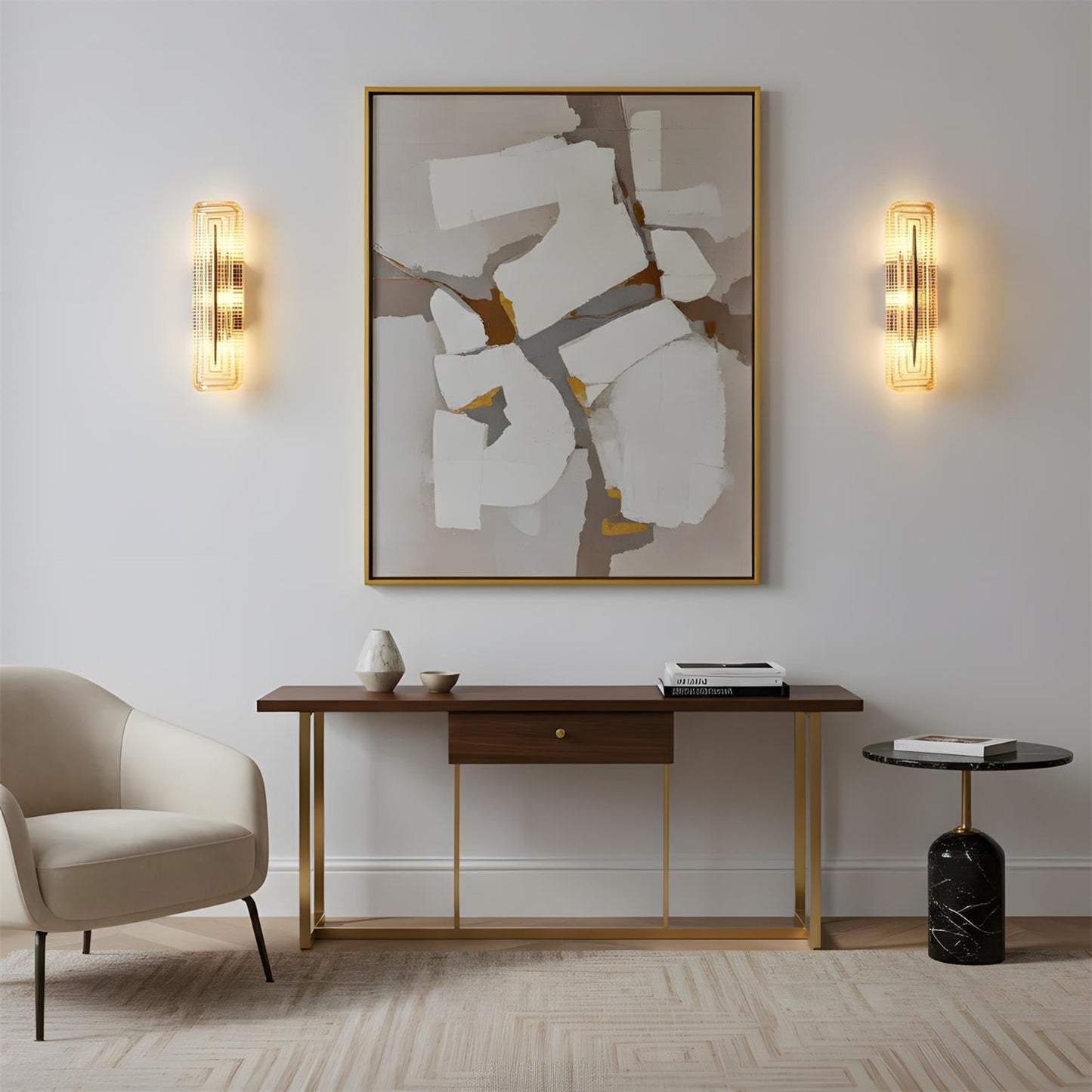 Camille Glacium Wandleuchte Metall und Glas LED-Beleuchtung