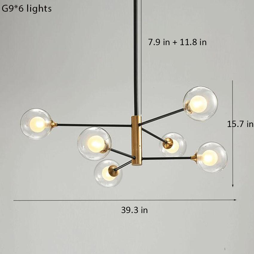 Amélie Glass Bulb Metal LED Chandelier Pendant Light Modern Semi Flush Fixture