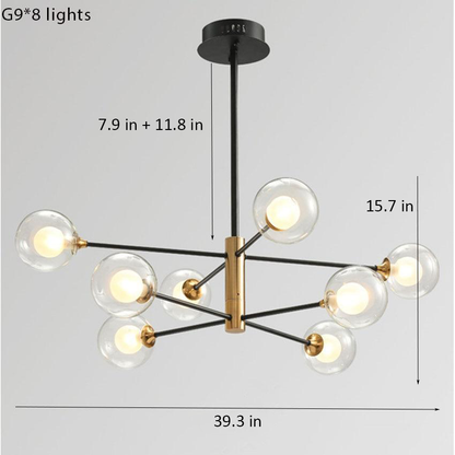 Amélie Glass Bulb Metal LED Chandelier Pendant Light Modern Semi Flush Fixture