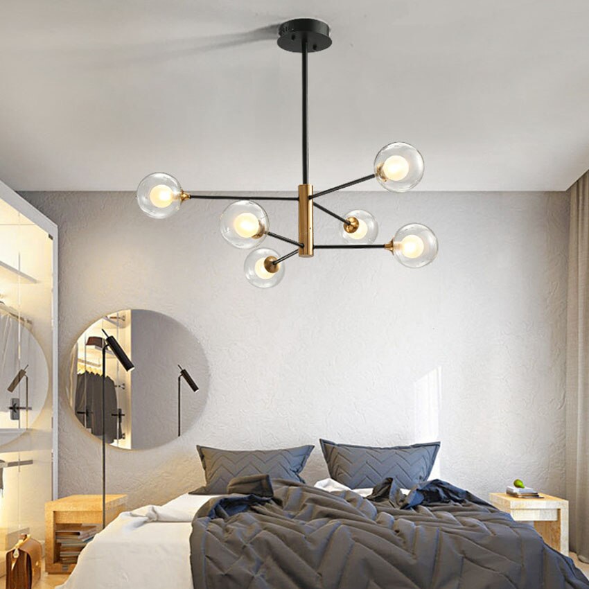 Amélie Glass Bulb Metal LED Chandelier Pendant Light Modern Semi Flush Fixture