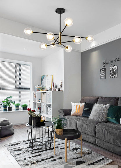 Amélie Glass Bulb Metal LED Chandelier Pendant Light Modern Semi Flush Fixture