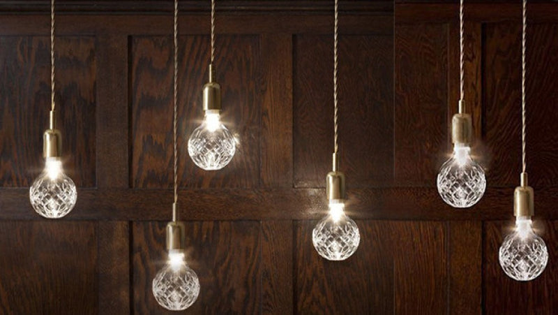 Camille Minimal Gold Crystal Glass LED Pendant Light Twisted Cord Fixture