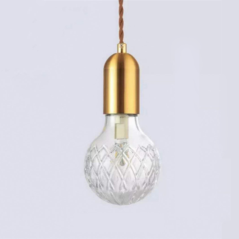 Camille Minimal Gold Crystal Glass LED Pendant Light Twisted Cord Fixture