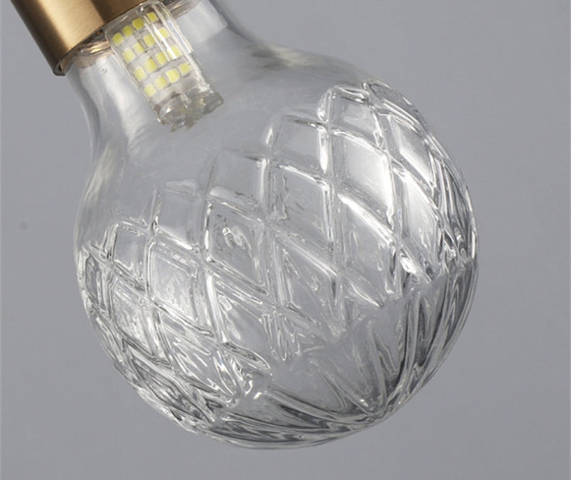 Camille Minimal Gold Crystal Glass LED Pendant Light Twisted Cord Fixture