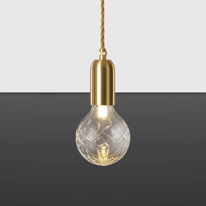 Camille Minimal Gold Crystal Glass LED Pendant Light Twisted Cord Fixture