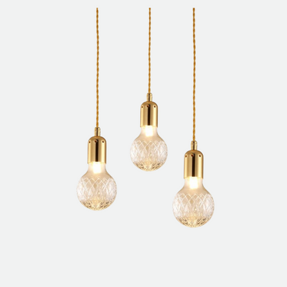 Camille Minimal Gold Crystal Glass LED Pendant Light Twisted Cord Fixture