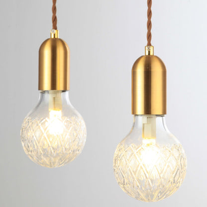 Camille Minimal Gold Crystal Glass LED Pendant Light Twisted Cord Fixture