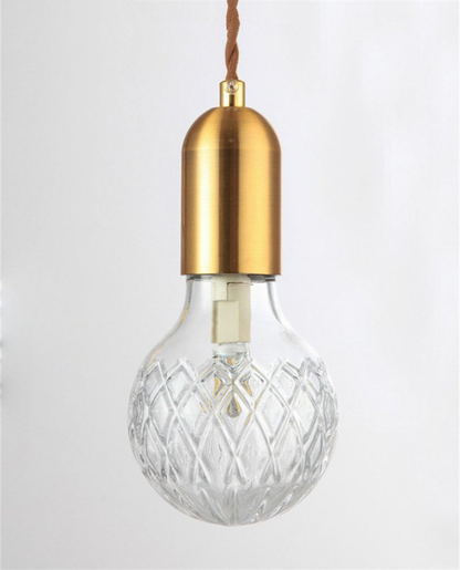 Camille Minimal Gold Crystal Glass LED Pendant Light Twisted Cord Fixture