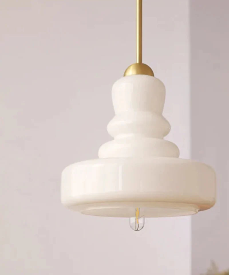 Élise Vintage Gourd Glass Pendant Light Brass Accent Fixture