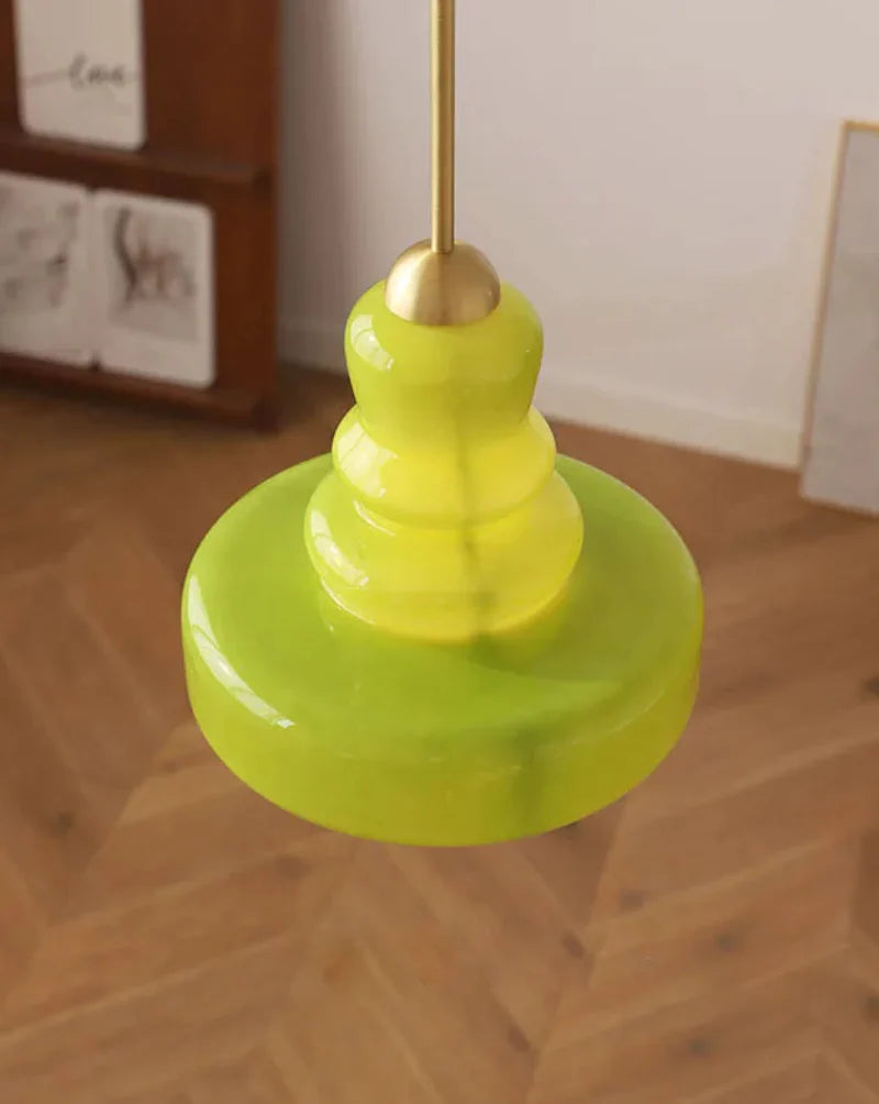 Élise Vintage Gourd Glass Pendant Light Brass Accent Fixture