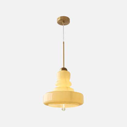 Élise Vintage Gourd Glass Pendant Light Brass Accent Fixture