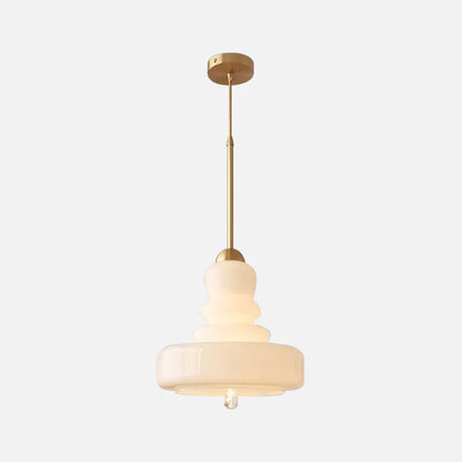 Élise Vintage Gourd Glass Pendant Light Brass Accent Fixture