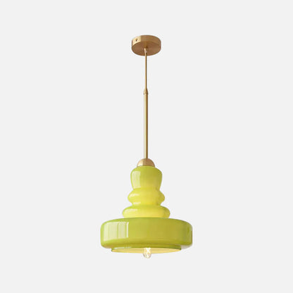 Élise Vintage Gourd Glass Pendant Light Brass Accent Fixture