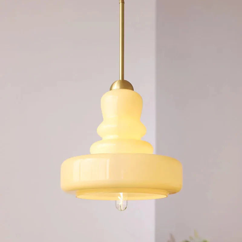 Élise Vintage Gourd Glass Pendant Light Brass Accent Fixture