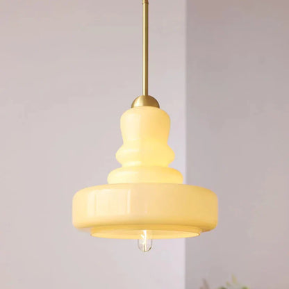 Élise Vintage Gourd Glass Pendant Light Brass Accent Fixture