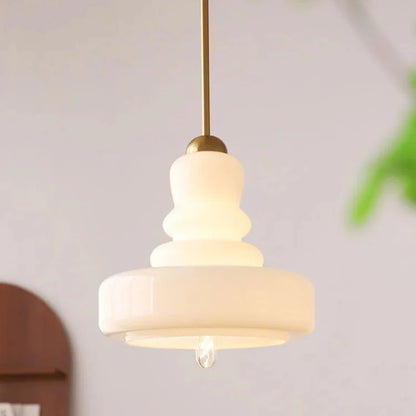Élise Vintage Gourd Glass Pendant Light Brass Accent Fixture
