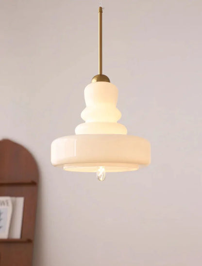 Élise Vintage Gourd Glass Pendant Light Brass Accent Fixture