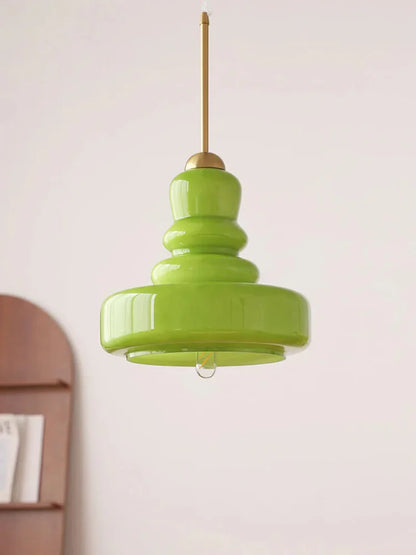 Élise Vintage Gourd Glass Pendant Light Brass Accent Fixture